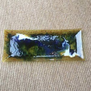 Vintage Colorful Art Glass Relish Plate.